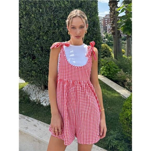Women's Plaid Printed Simple Daily Jumpsuit
